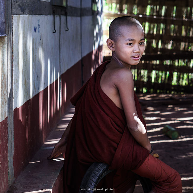 Leo Smith PhotoVideo | World Photo: A novice monk at a Palaung Hilltribe village, Shan state, Myanmar (Burma)