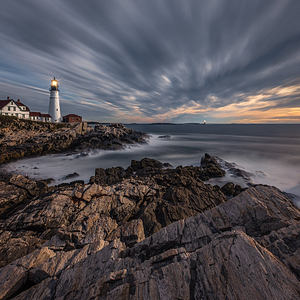 “Dawning” – A Long Exposure at Sunrise, Portland Head Light