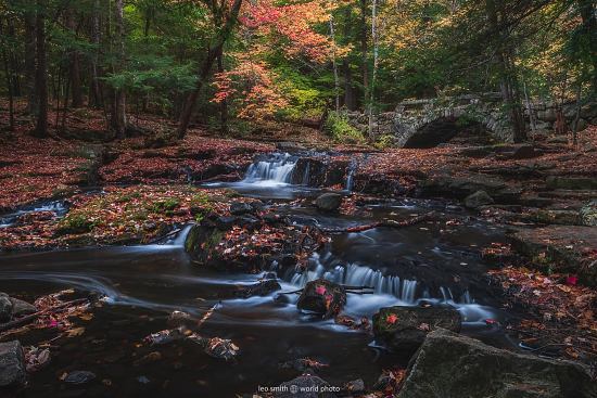 Leo Smith PhotoVideo | World Photo: New England Fall Photos and Prints: Fall Colors, Stone Bridges, and Cascading Streams at Vaughan Woods & Historic Homestead, Hallowell, Maine